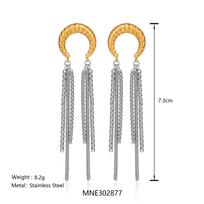 MYNECK HOT SALE 2026 18K Gold Plated Stainless Steel Moon Stud Earrings Hypoallergenic Chain Tassel Earrings Accessories Women Stud Earrings