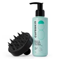 Cureskin Biotin & Collagen Shampoo + Scalp Massager | Sulphate-Free Strengthening Combo | Reduces Hair Fall, Adds Volume & Improves Density | For Thi