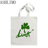 Fashion Tote Bag Lucky Clover Vintage Women Bag Canvas Bag Women Shoulder Bag Handbag Ins Harajuku Large Capacity  Shopper Bags 24*26cm