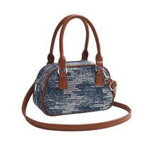 Women's High-End Niche Bowling Bag Crossbody Bag Denim Material Small Sequin Decoration New Fashion