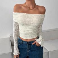 2025 New Autumn One-shoulder Long-sleeved Slim-fitting Commuting T-shirt Tops S