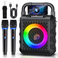 JYX Karaoke namų garsiakalbių rinkinys su dviem belaidžiais Bluetooth kompaktiškais PA nešiojamais Karaoke SD USB Android Idealiai tinka namams, mokyklai ir apima japonų kalbą juoda