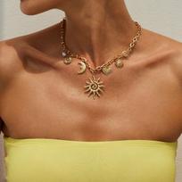 Ingemark 2026 Faddish Vintage Heart Sun Moon Pendant Necklace Trendy Creative Alloy Chains Chokers Necklace Wed Bridal Jewelry
