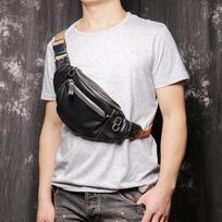 New Men's Leather Chest Bag, Multifunctional Women's Waist Bag, Casual and Fashionable Soft Leather Shoulder Crossbody Bag