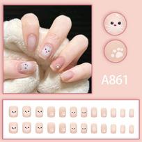 Reusable Press On Nails Set with Cat Face and Paw Print Design Full Cover Artificial Nails for Easy Application and Long Lasting Wear One Size