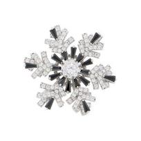 Sparkling Snowflake Pin Brooch Full Diamond Multifunctional Jewelry for Suits Coats Bags Exquisite Black And White Design Durable Alloy Material