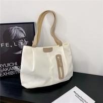 Korean Style Vacation Tote Bag Large Capacity Simple Handbag Casual Solid Color Shoulder Bag  Men