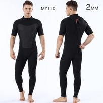 Mens 2mm Neoprene Short Sleeve Wetsuit Diving Snorkeling Swimming Warm Water Sports Outdoor Use XXL black
