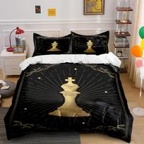 Golden Chess King Design Bedding Set Bedding set (1 duvet cover, 2 pillowcases, duvet not included) 135x200cm