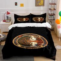 Tree of Life Bedding Set - Black and Gold Bedding set (1 duvet cover, 2 pillowcases, duvet not included) 135x200cm