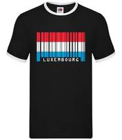 Luxembourg Barcode Style Flag - Mens Ringer - City Europe Travel Gift XS