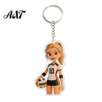 Sports Theme Keychain Acrylic Volleyball Girl Keychain, Cartoon Player Car Key Decorative Bag Pendant Ring, School Bags Backpacks Purses Ring A