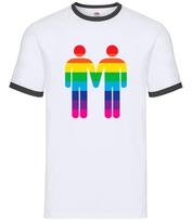 Gay Toilet Sign - Mens Ringer - Pride Rainbow LGBTQ Homosexual Equality XXXL