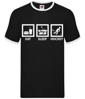 Eat Sleep Ice Hockey - Mens Ringer - Player Fan Skate Skater Stick Love S