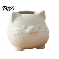 Cute Office Supplies Cat Pen Holder, 3D Printed Kitten Desk Organizer, Minimalist Stationery Small Planter Pot Pencil Cup, Multi-purpose Makeup Brush