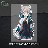 Genshin Impact Influence Lynette Snezhevna Cute Wall Sticker Interesting Car Motorcycle Sticker Car Sticker 15x9.4cm