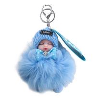 Jewelry Gift Cars Key Ring Ball Pendant Bag Pendant Plush Keychain Sleeping Baby Doll Pompom Keyring Fluffy Plush Doll