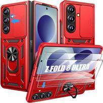 Coque pour Samsung Galaxy Z Fold 8 Ultra, Rigide avec Support Cache Caméra Rouge - 2 Verres Trempés
