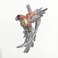 2026 Recommend Middle Ancient Parrot Brass  Luxury Pear-Shaped Gradient Zircon Vintage Classic Brooch Pin Wedding Gift Party