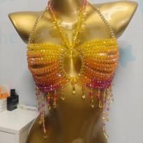 2026 Trending Carnival Vacation Outfit Handmade Sunset Beads Bra Body Chain Jewelry Fashion Women Tops Luxury Crystal Beaded Top One size
