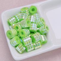 10Pcs/Bag High Quality UV Iridescent Plated Resin Striped Cylinder Beads DIY Craft Supplies for Bracelet Necklace Jewelry Making 10*8.5MM&1