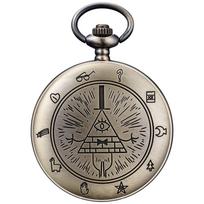 BOSHIYA Quartz Pocket Watch with Chain Gravity Falls Bill Seaver Theme Vintage Bronze Pocket Watch/Gift Pocket watch