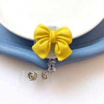 Name Tag Nurse Badge Reel 3D Flora Easy Pull Buckle Retractable Badge Holder  Doctor Students Yellow-Bow
