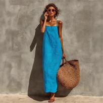 2026 Women's Solid Color Spaghetti Strap Casual Summer Dress - Fashionable & Comfortable Medium