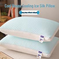 Summer Ice Silk Neck Pillow - Cooling Massage Pair for Adults Pillowcase (No Filling) white