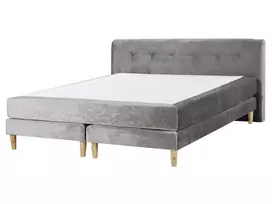 Kontinentinė lova MARQUISE iš veliūro 160 x 200 cm, pilka