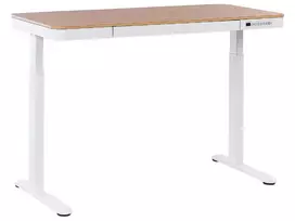 Elektriškai reguliuojamas stalas KENLY rudas / baltas 120 cm 60 cm su USB jungtimi