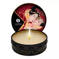 Shunga Sparkling Strawberry Wine, 30 ml masažinė žvakė
