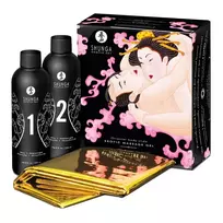 Shunga Strawberry Wine, 500 ml masažo gelio rinkinys