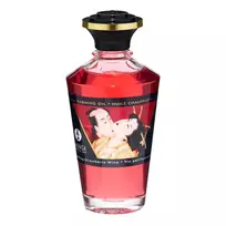 Shunga Strawberry Wine, 100 ml afrodiziakinis šildantis aliejus