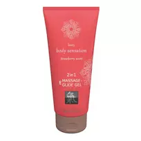 Hot Shiatsu Strawberry Scent, 200 ml masažo gelis - lubrikantas