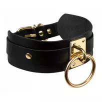 Kinky Diva O-Ring Collar Black Gold antkaklis
