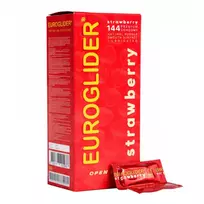 Durex Euroglider Strawberry, 144 vnt. aromatizuotų prezervatyvų rinkinys