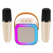 Karaoke kolonėlė su mikrofonais (Bluetooth, LED apšvietimas) Rožinė
