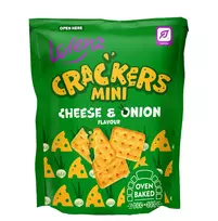 Krekeriai CRACKERS MINI sūrio ir svogūnų skonio, 100 g