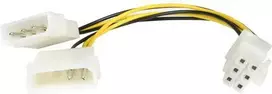 „StarTech“ „Molex x2“ – „PCIe“ 6 kontaktų, 0,15 m, geltonas (LP4PCIEXADAP)
