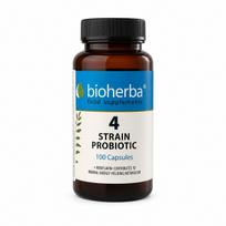Bioherba Probiotic-4 su 4 bakterijų kultūromis ir vitaminu B2, 100 kapsulių