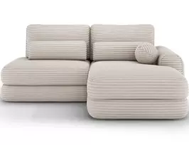 Ripeli Corner Sofa Bed with Storage, White Velvet, Right-Hand Facing, Modern, White
