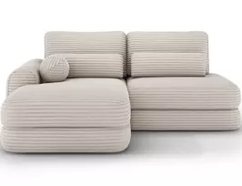 Ripeli Corner Sofa Bed with Storage, White Velvet, Left-Hand Facing, Modern, White