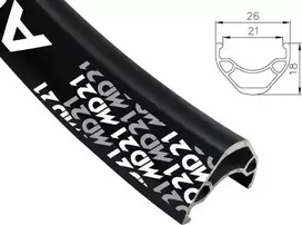 „Alexrims“ MTB ratlankis ALEXRIMS MD21 27,5''x36 skylių, „Tubeless Ready“, su diskinio stabdžio tvirtinimo angomis, su gaubtu, juodos spalvos