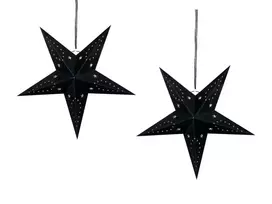 Rinkinys iš 2 LED pakabinamų dekoracijų MOTTI Žvaigždė 45 cm Juodos spalvos