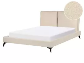 Lova MELLE 140 x 200 cm, smėlio spalvos boucle audinys