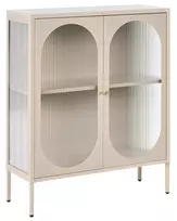 Spintelė su stiklinėmis durelėmis SARRE metalinė 90 cm smėlio spalvos