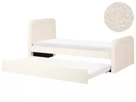 Ištraukiama lova Boucle RAYSSAC 90 x 200 cm šviesiai smėlio spalvos