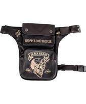 Motorcycle Thigh Bag W-TEC Black Heart Devil Skull Black Leather