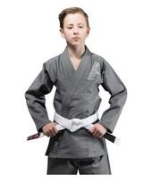BJJ kimono Venum Contender Kids su baltu diržu, pilkas